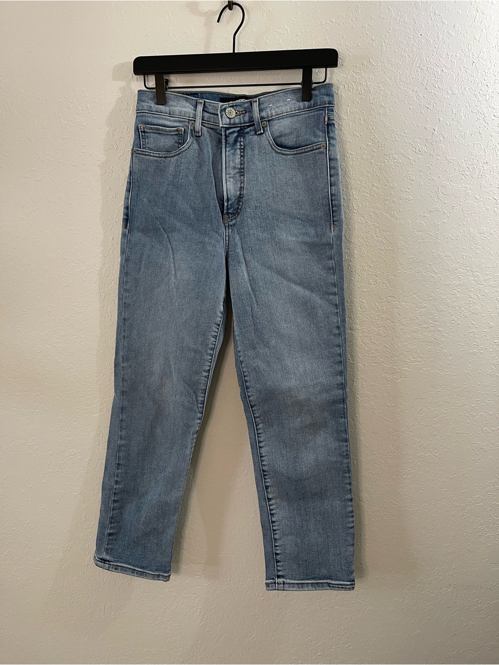 Express High-Rise Straight Jeans in Light Blue